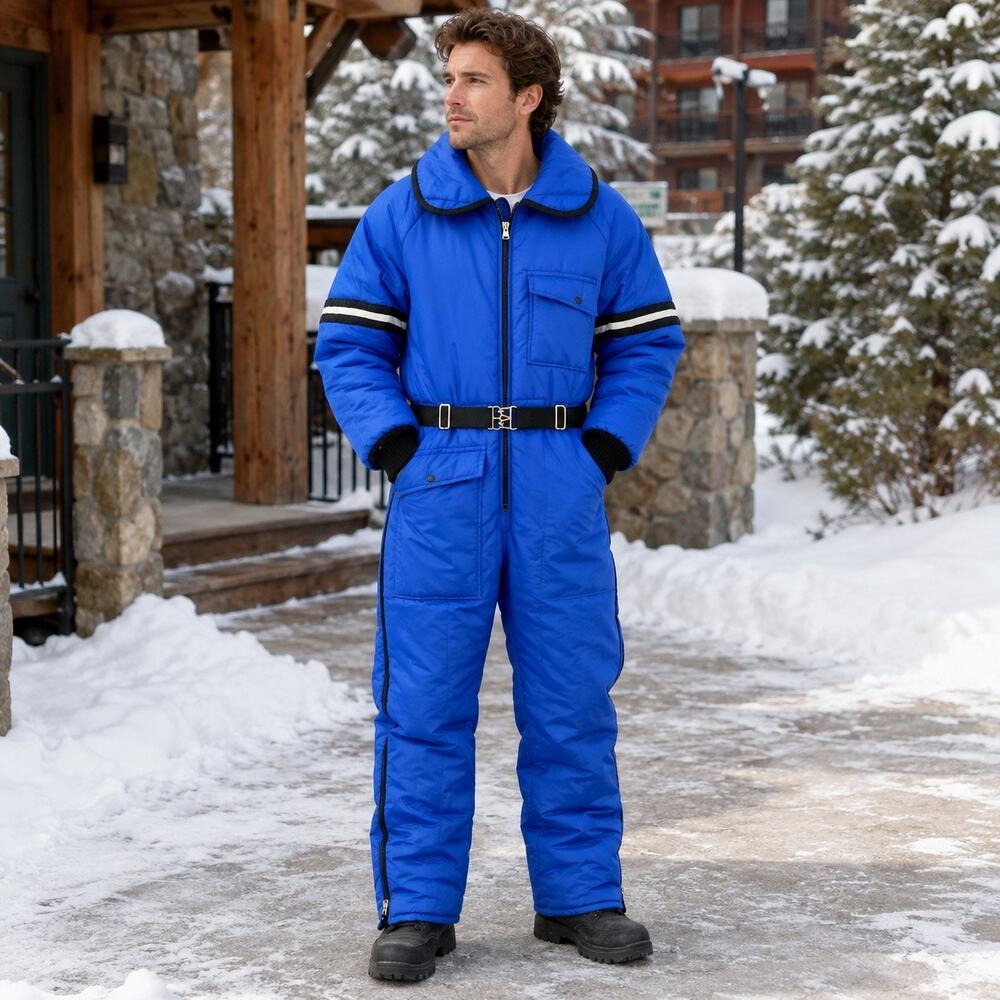 Vintage JCPenney Snowmobile Apparel Mens M Blue Insulated One Piece Ski Suit